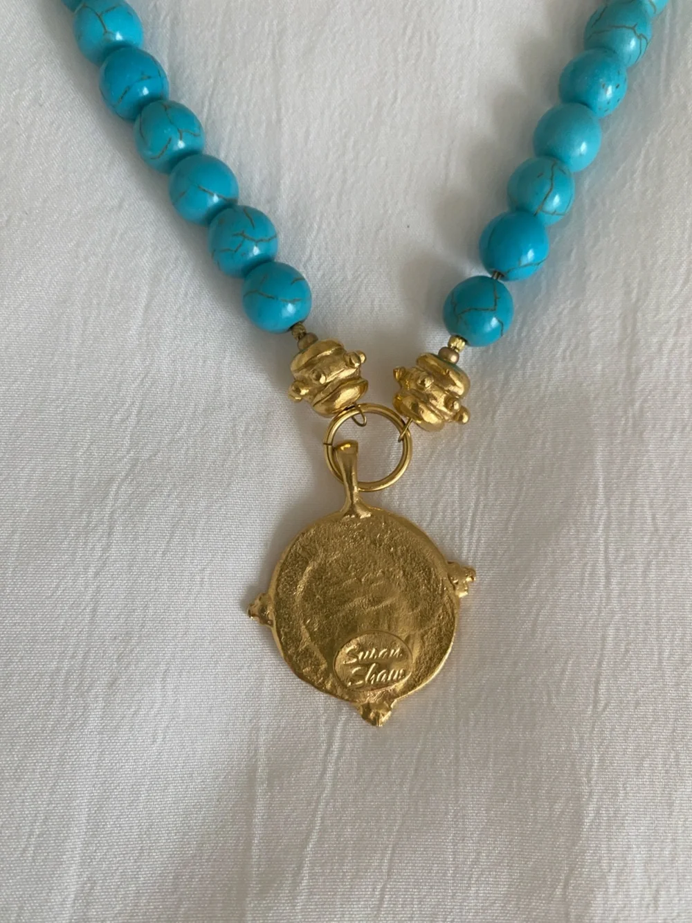 Susan Shaw American Indian Nickel Turquoise Necklace - Picture 6 of 6